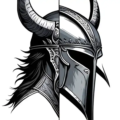 Helmet That Is Half Viking And Half Spartan