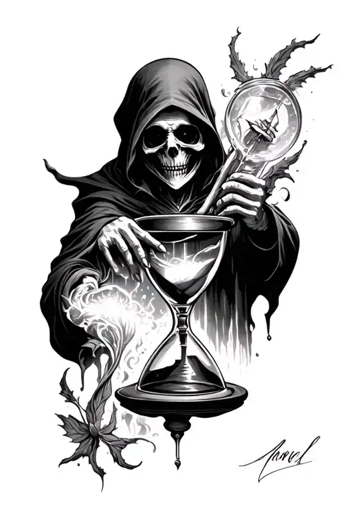 Grim Reaper Going Into Hour Glass