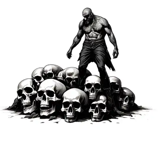 Man Stand On A Pile Of Skulls
