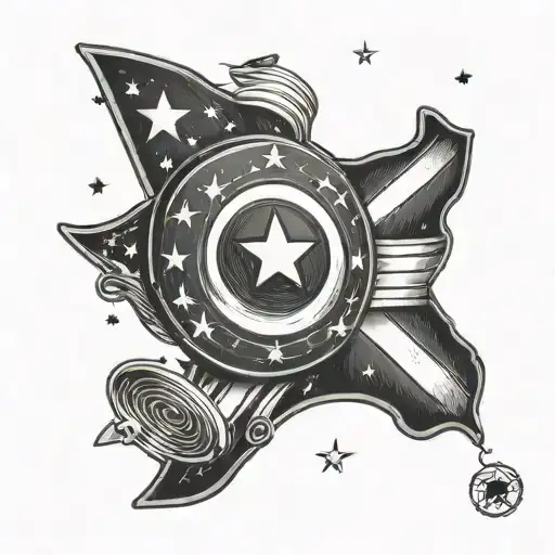 A Traditional American Flag Design With A Frisbee Incorporated Into The Stars