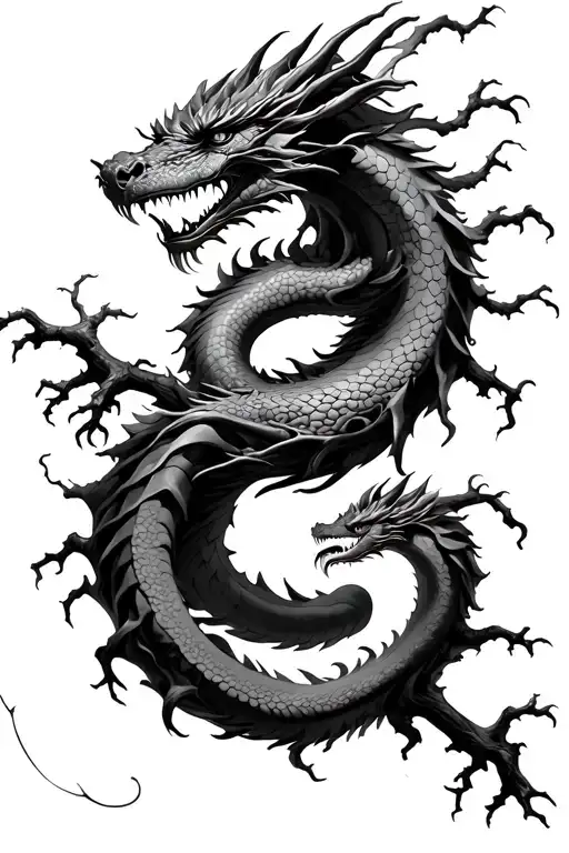 Dragon And Tree Branches