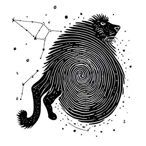 Micro Leo Constellation Framed By A Fingerprint Curve