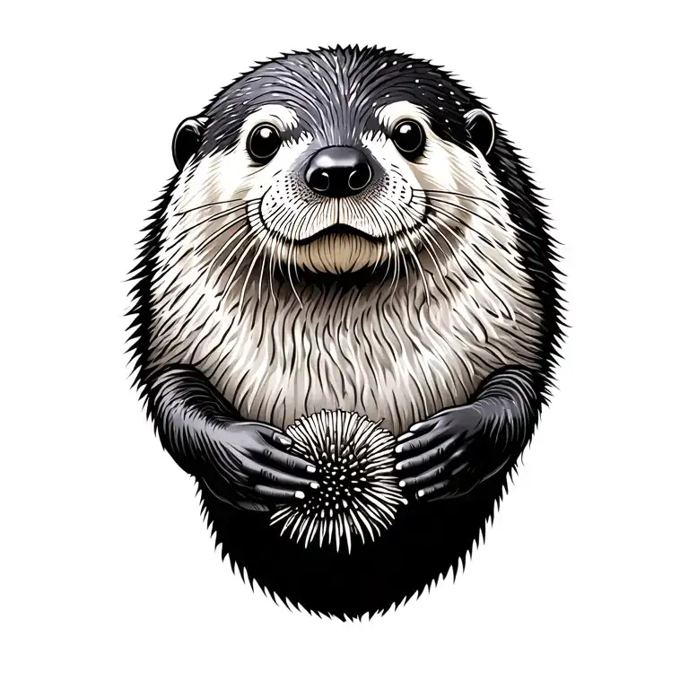 Sea Otter Holding An Urchin