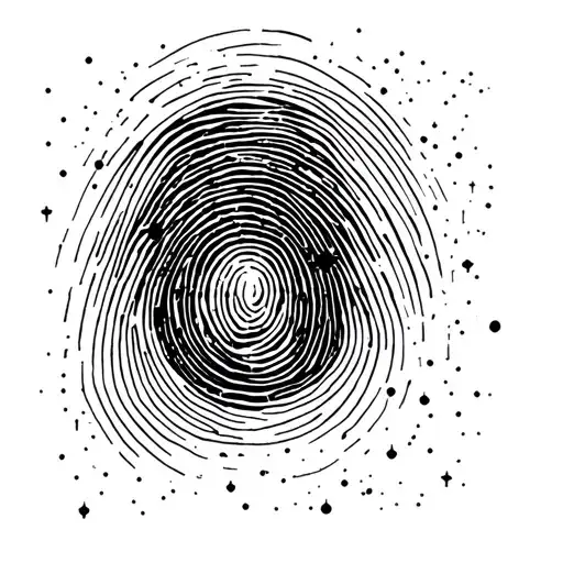 Micro Constellation Framed By A Fingerprint Curve Lines