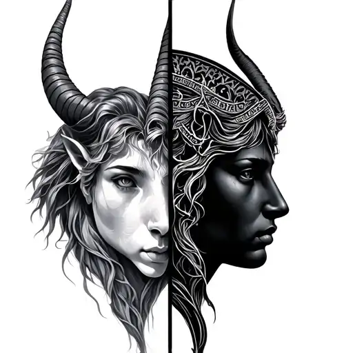 Half Face Capricorn And Half Face Aquarius