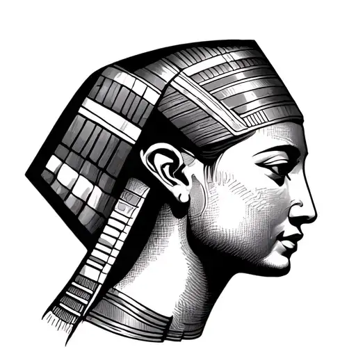 Akhenaten And Nefertiti Side View Simple Tattoo Face Only