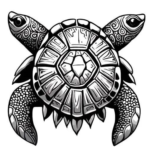 Polynesian Inspired Turtle Tattoo But With Stippling On Legs And Head