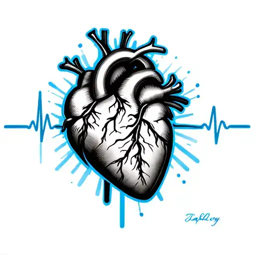 Heart Beat Line And Blue Line