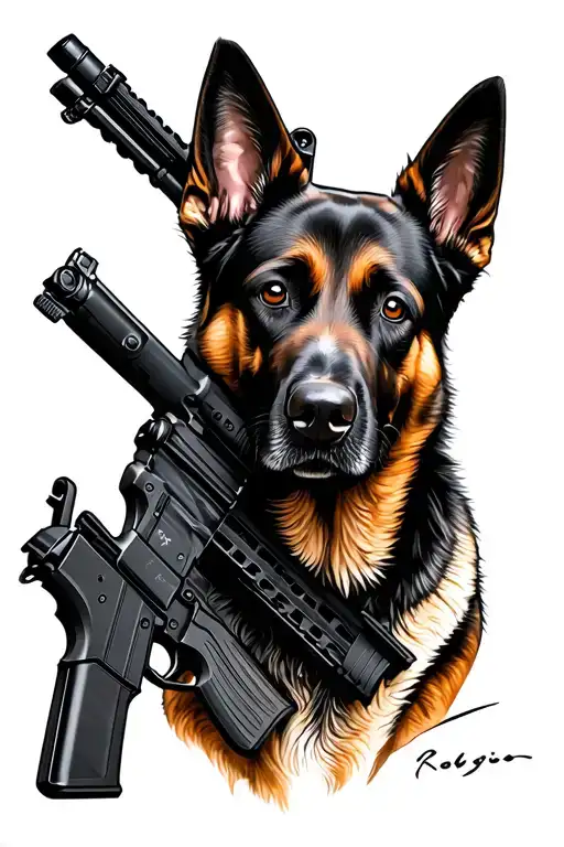 Belgian Malinois With Ar 15 Rifle