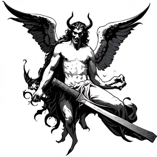 Devil Stabs Angel With Knife Back