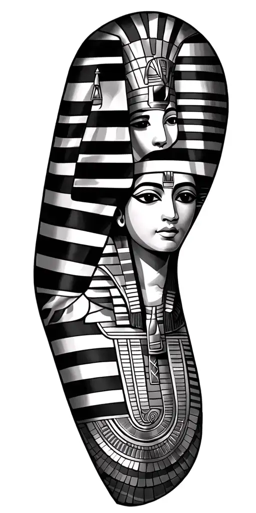 Egypt And Uae Sleeve Tattoo Featuring Iconic Symbols