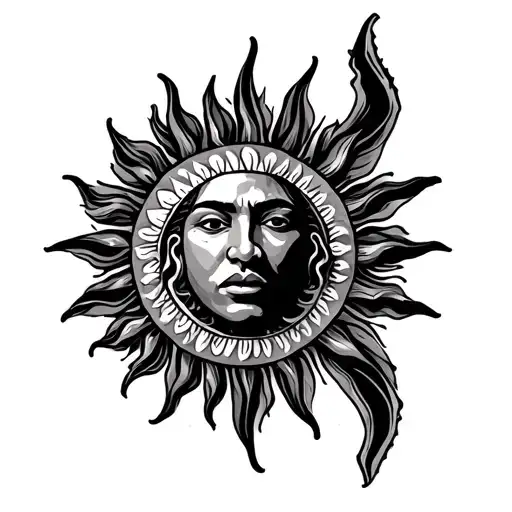 Sun Tatto Design With Samoan Design