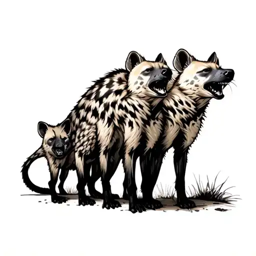 Three Cackling Hyenas