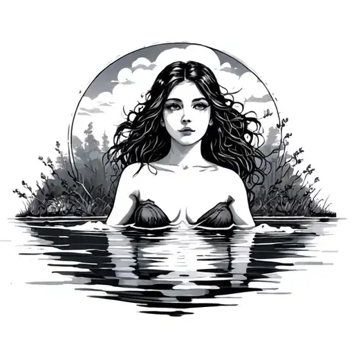 Woman In Lake Surrounded