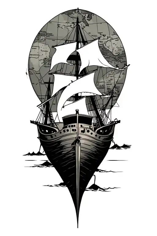 Shipwreck With Map Background