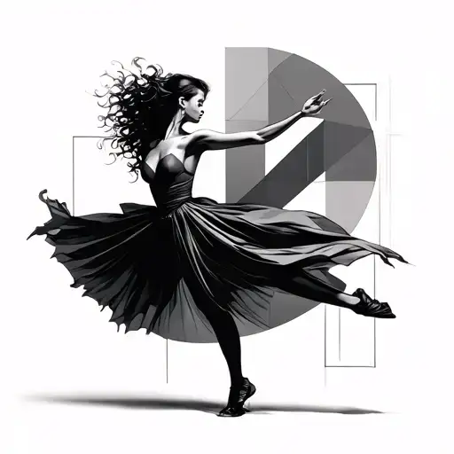Dancer Surounded By Geometric