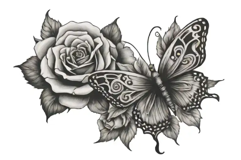 Butterfly And Roses Wrapped