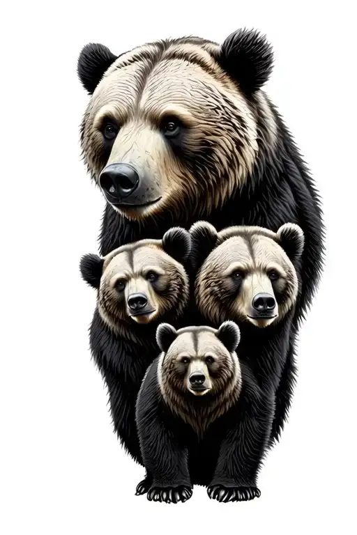 Realistic Bear Family Of 5 Forearm Sleeve
