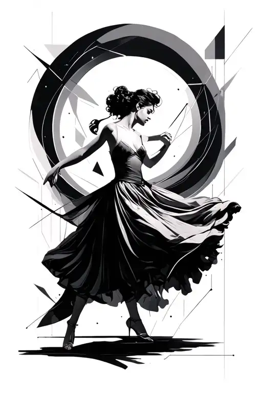 Dancer Surounded By Geometric Shapes