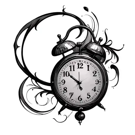 A Ticking Clock With A Design Beside The Clock On The Bottom Right