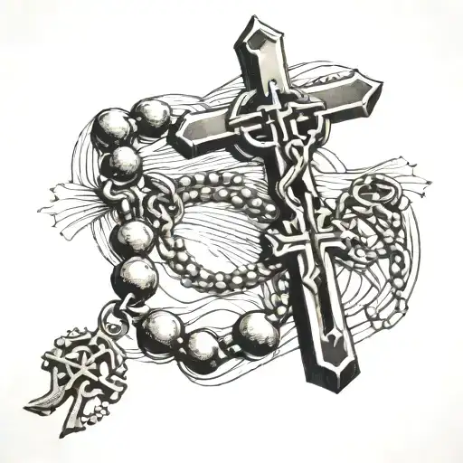 Cross And Rosary Beads