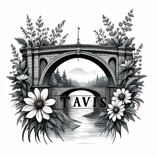 Arch Bridge With Wildflowers Intertwined With Travis Name