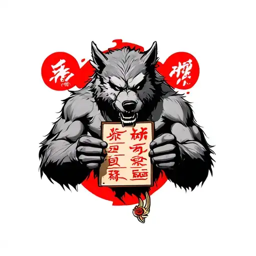 Werewolf Holding A Chinese Menu