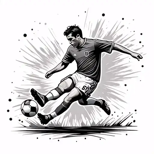 Soccer Player Kicking A Ball