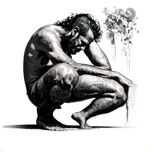 Tired Man Kneeling