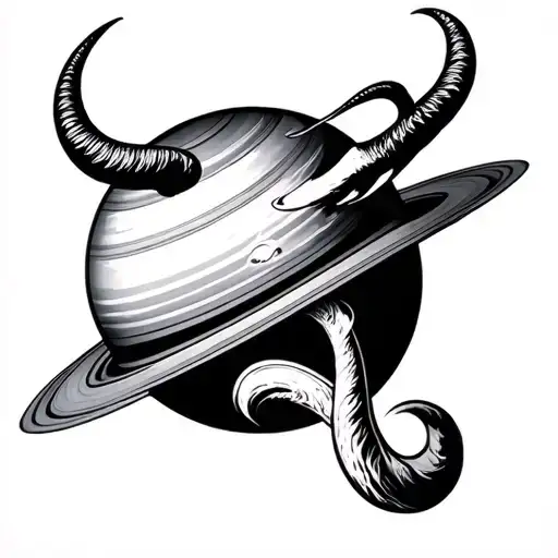 Capricorn Zodiac Sign Intertwined With The Planet Saturn