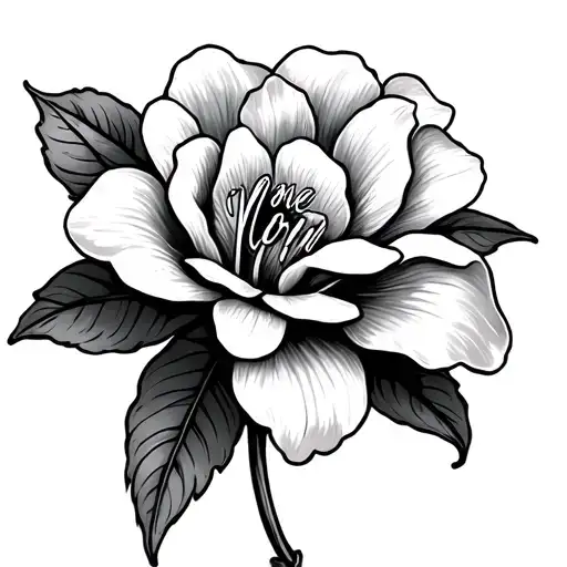 Gardenia Flower With Mom Written In The Stem Of The Flower