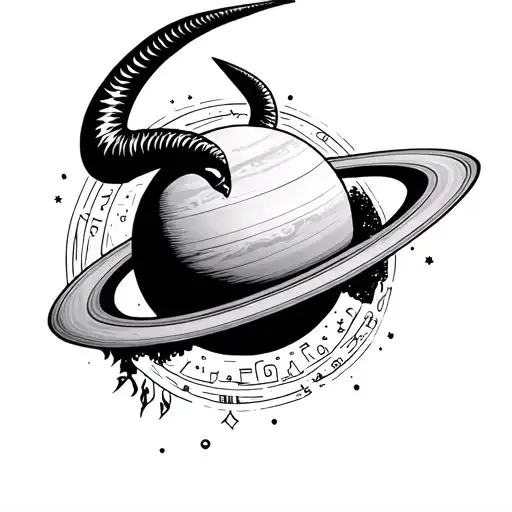 Capricorn Zodiac Sign With The Planet Saturn Surrounded