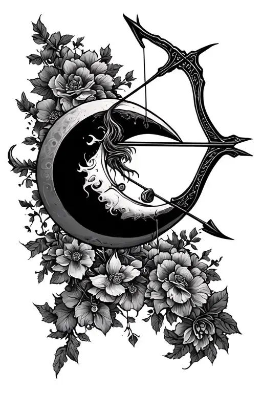 Bow And Arrow Aimed At The Crescent Moon