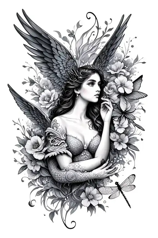 Angels And Dragonflies And Other Femine Patchwork Sleeve