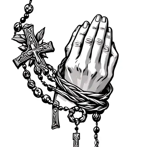 Pray Hand And Rosary Wrapped