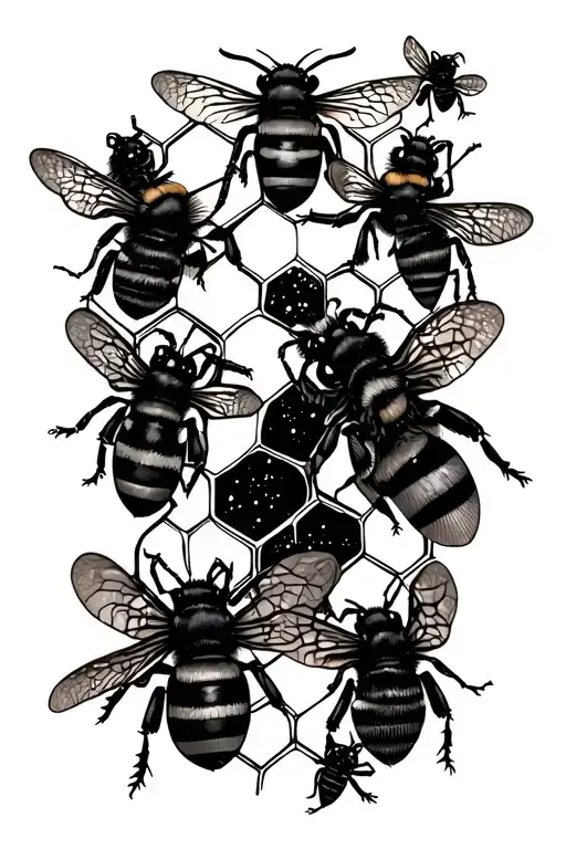 Honeycomb And Bees