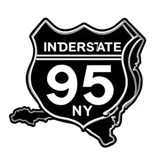 Interstate 95 Sign With Nj State And Fl State Outlines Inside