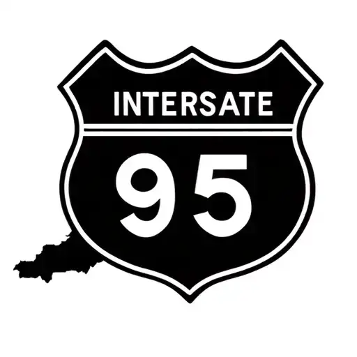 Interstate 95 Sign With Nj State And Fl State Outlines Inside