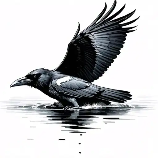 Raven Flying Over Water
