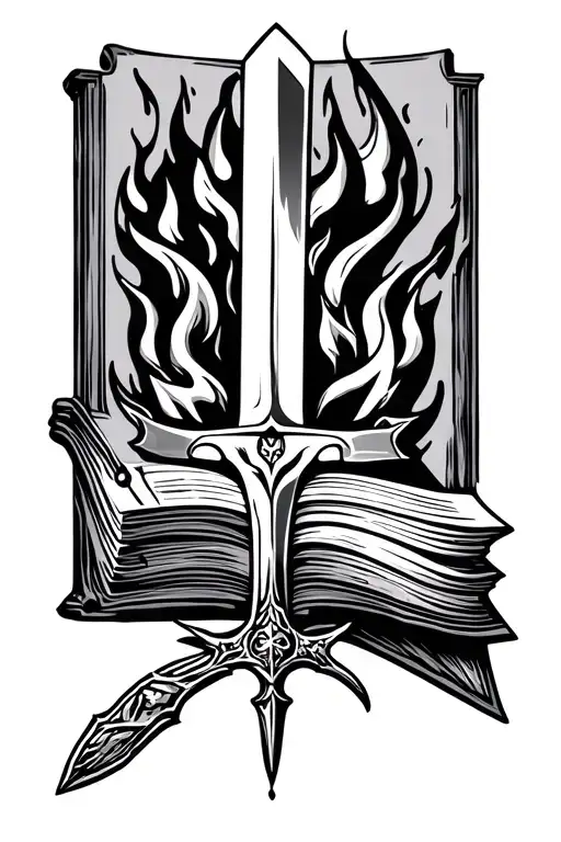 Book With Sword And Fire