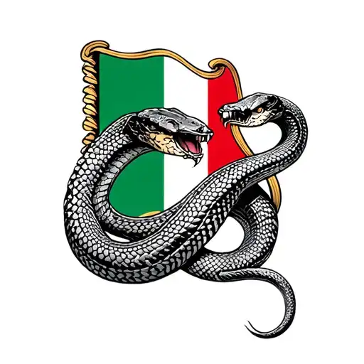 Snake Covering Sicilian Flag Intertwined