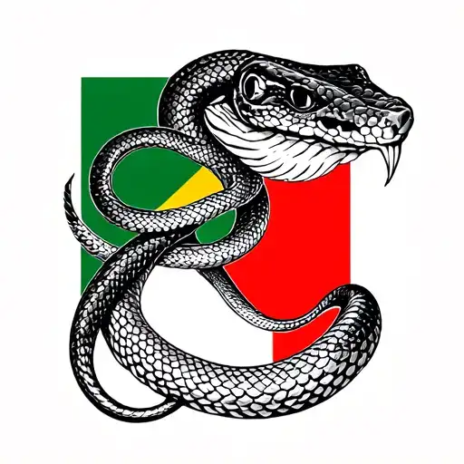 Snake Covering Sicilian Flag Intertwined