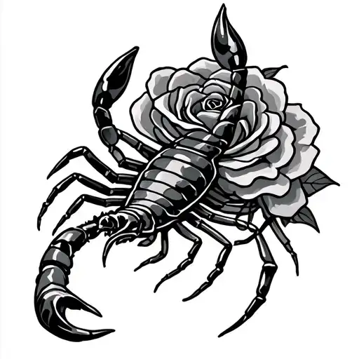 Scorpion With A Rose Behind Its Tail