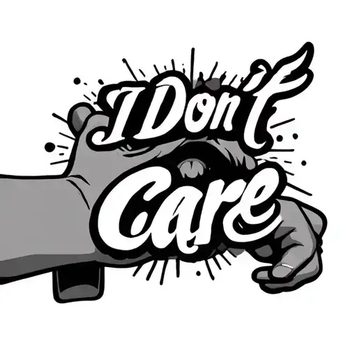 I Don't Care Tattoo Design On Hand