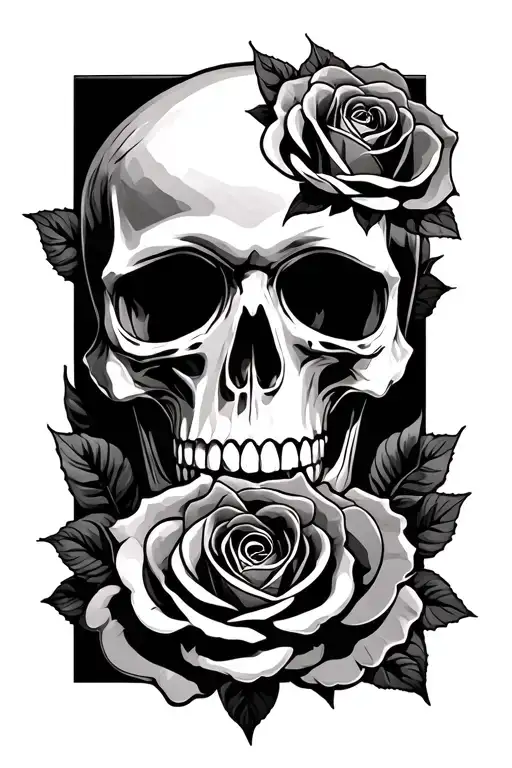 Skull And Roses Intertwined