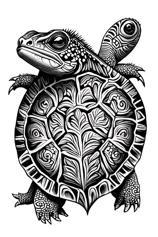Traditional Hawaiian Chameleon And Turtle