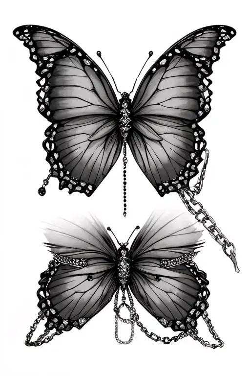 Butterfly Kinky Sub Sissy Collar With Delicate Chains