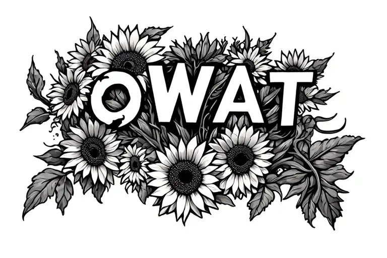 Sunflowers And Cactus Around The Word Owat