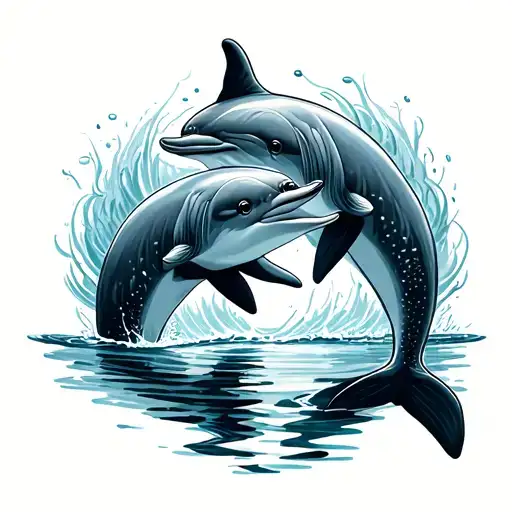 Two Dolphin Swimming Together