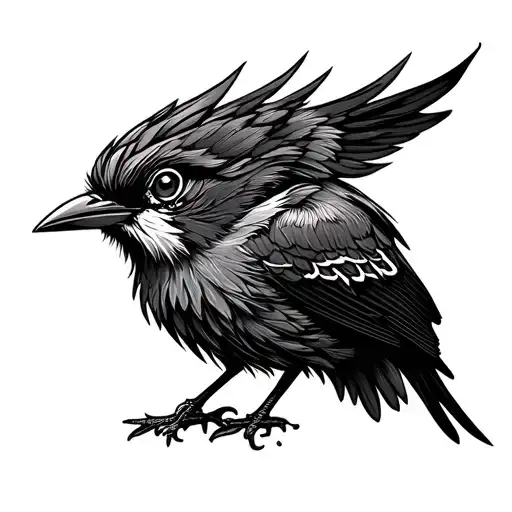 Nordic Bird With Runic Symbols